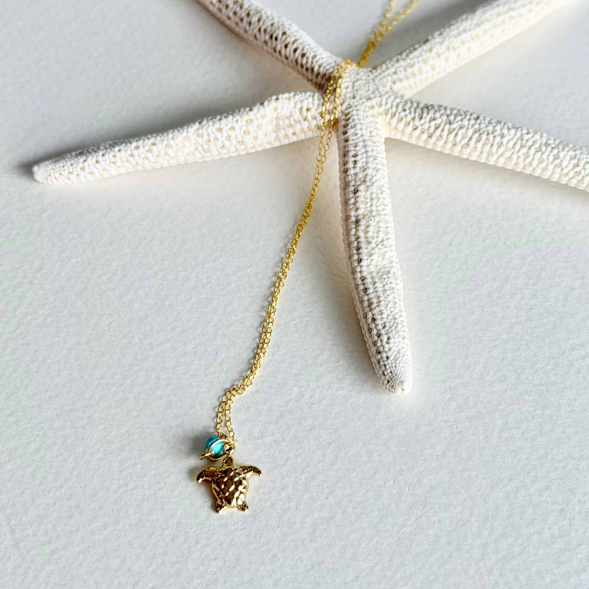 Little Turtle Turquoise Dainty Necklace