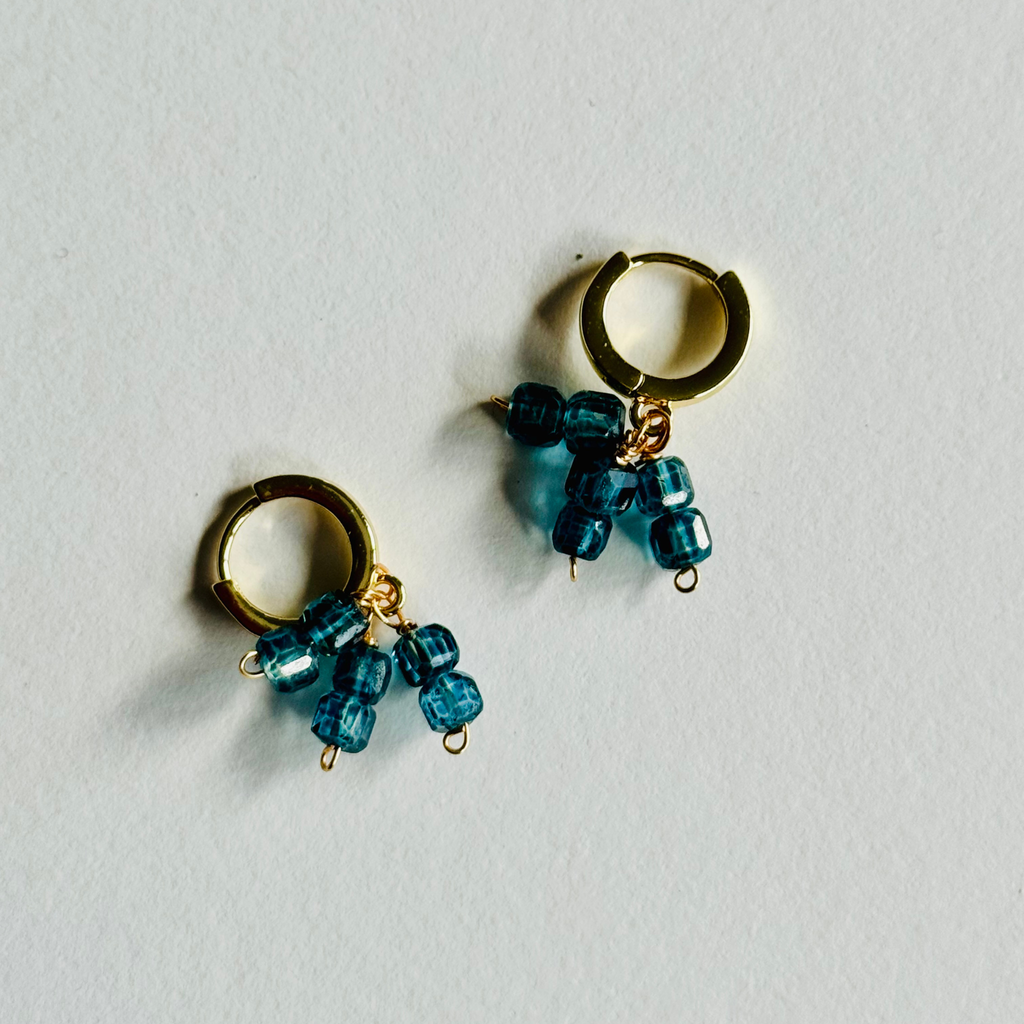 Mystic Blue Topaz Trio Huggie Earrings