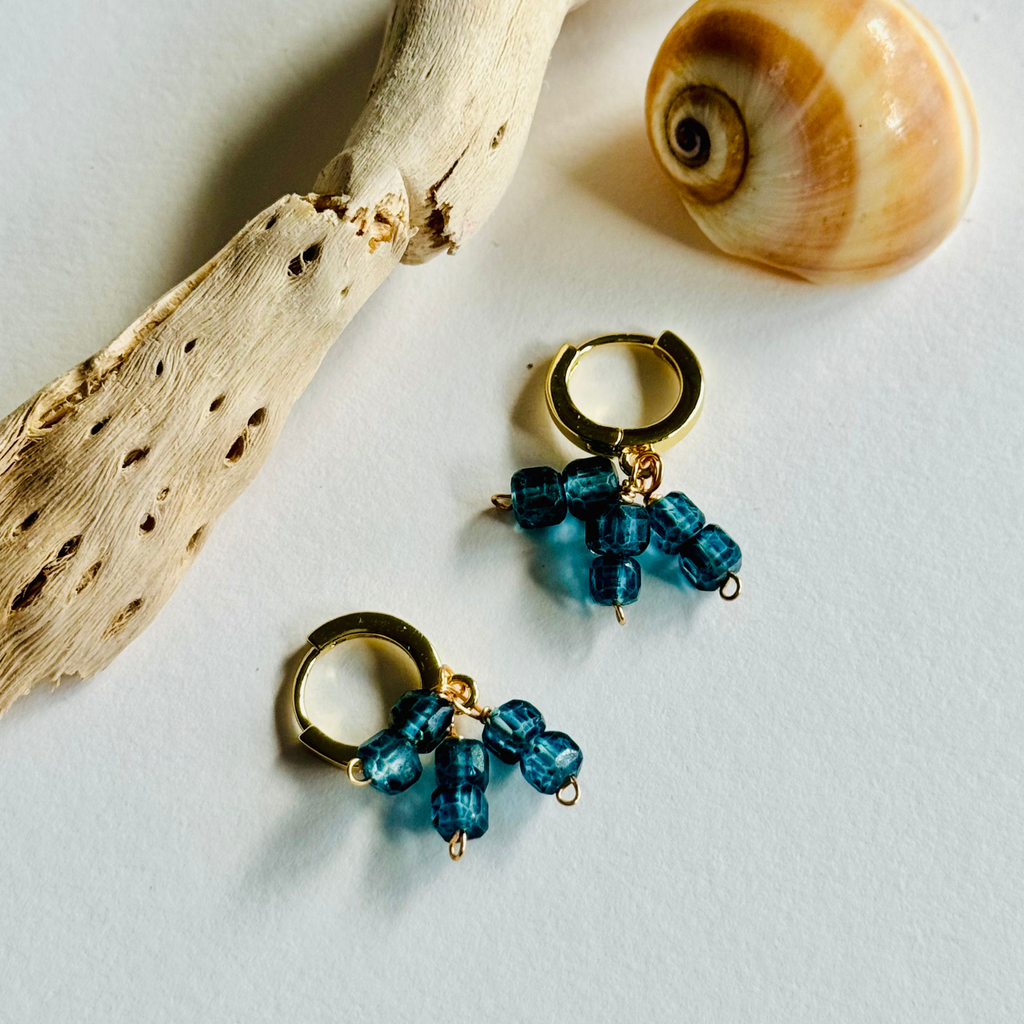 Mystic Blue Topaz Trio Huggie Earrings