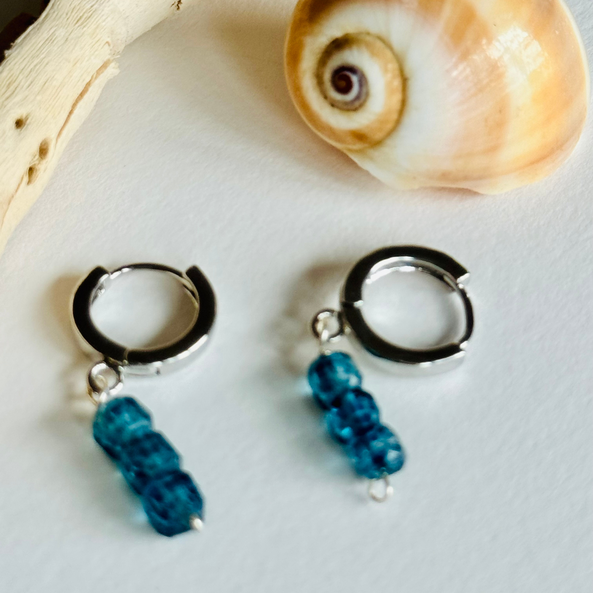 Mystic Blue Topaz Silver Huggie Earrings