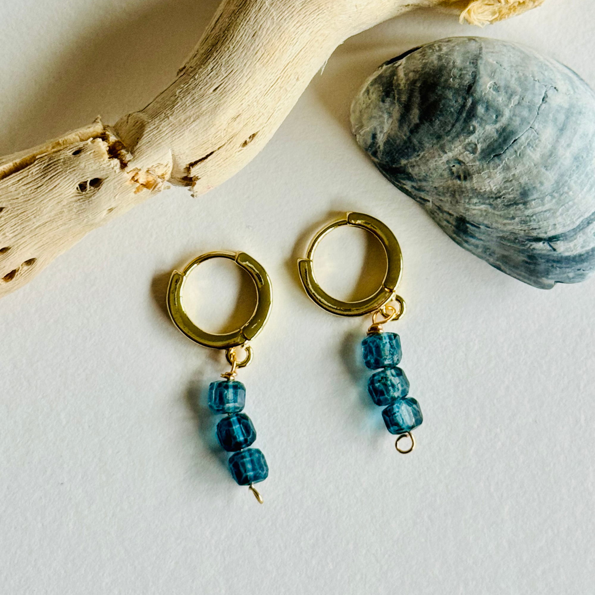 Mystic Blue Topaz Huggie Earrings