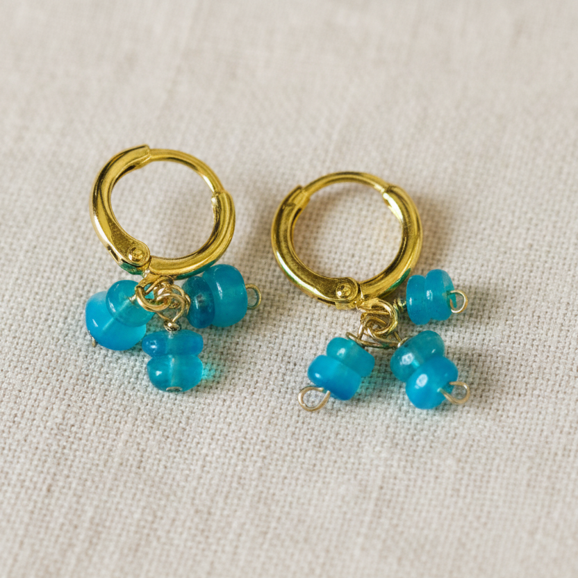 Neon Blue Seas Huggie Earrings