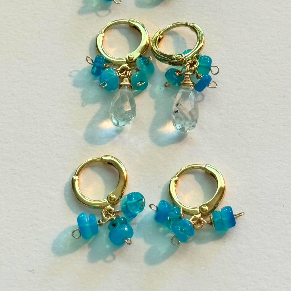 Neon Blue Seas Huggie Earrings
