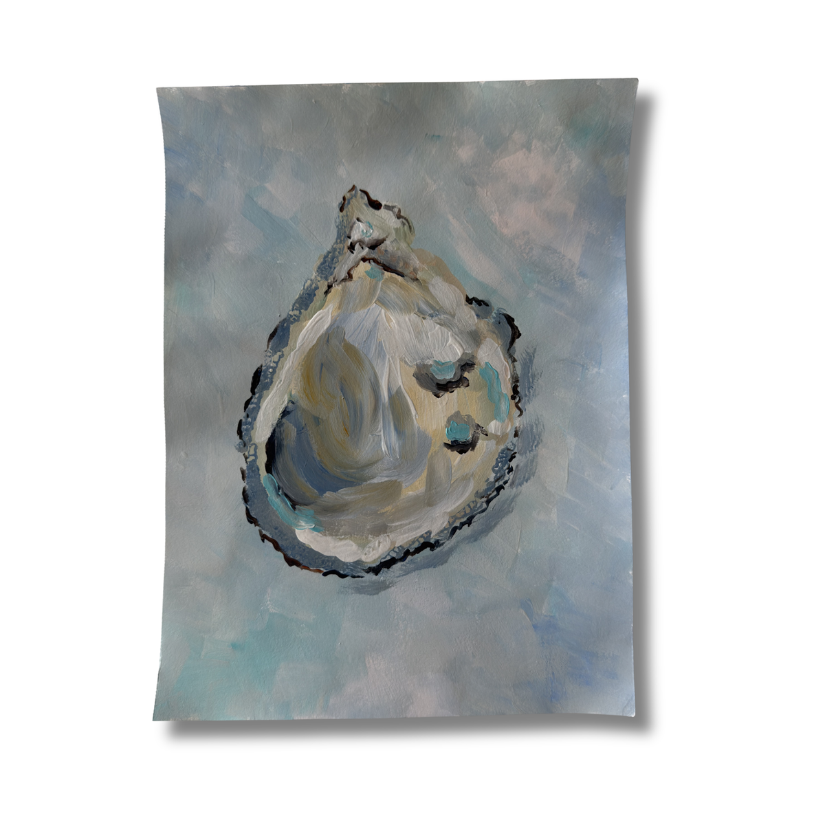 original acrylic painting of a solo oyster painted by Tracy Marie Grogan