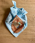 Oyster on Sea Blue | Hand-Painted Cotton Bandana