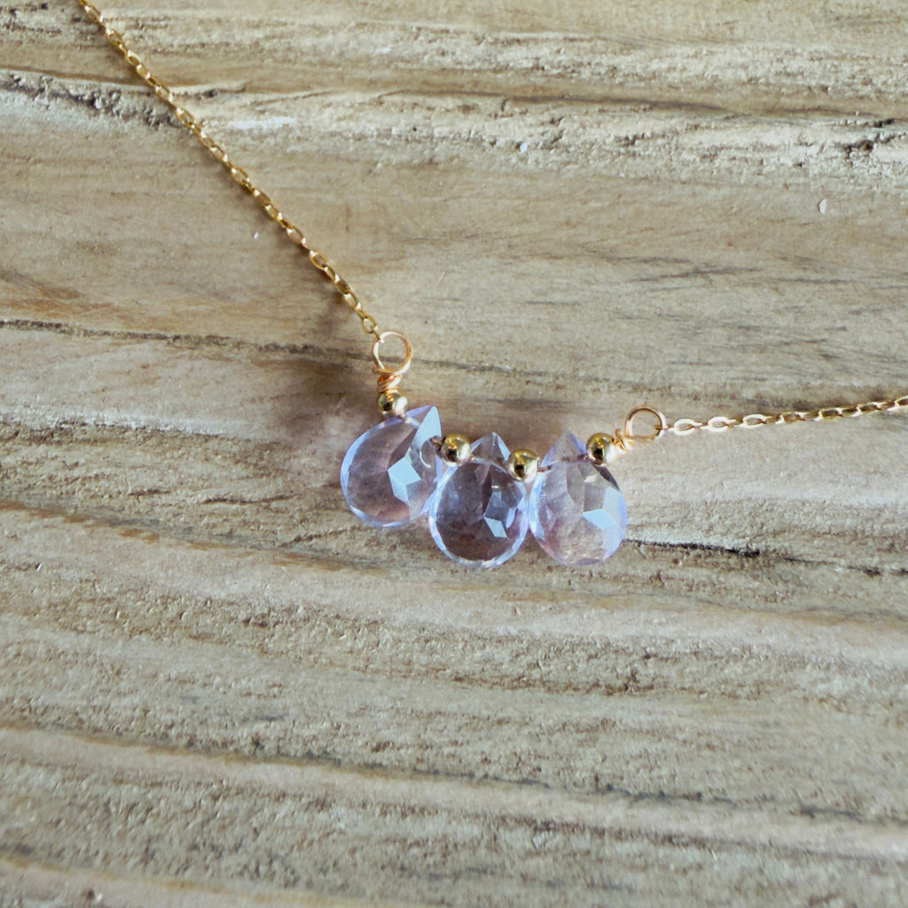 Pink Amethyst Tide Drop Necklace