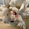 Pink Topaz & Pearl Earrings