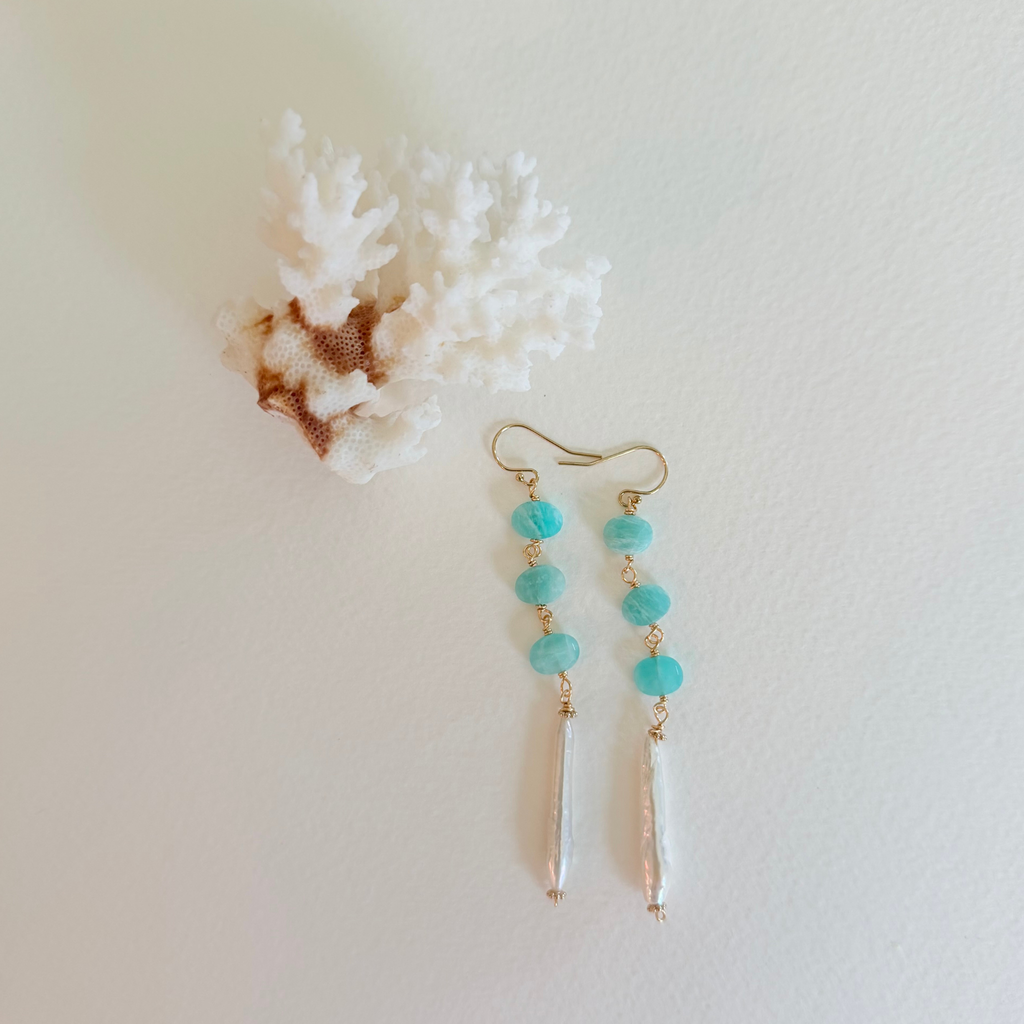 Sea Mist Pearl Drop Earrings
