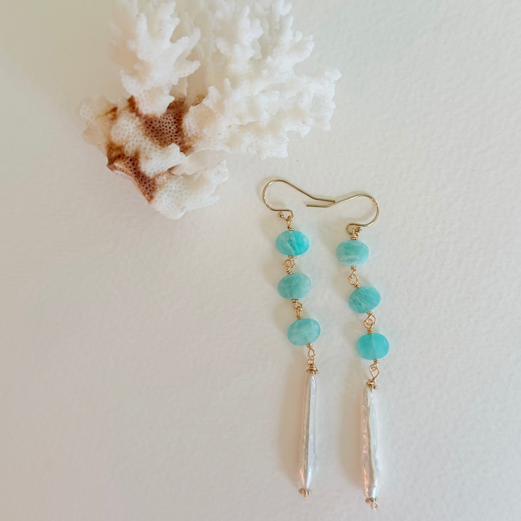 Sea Mist Pearl Drop Earrings