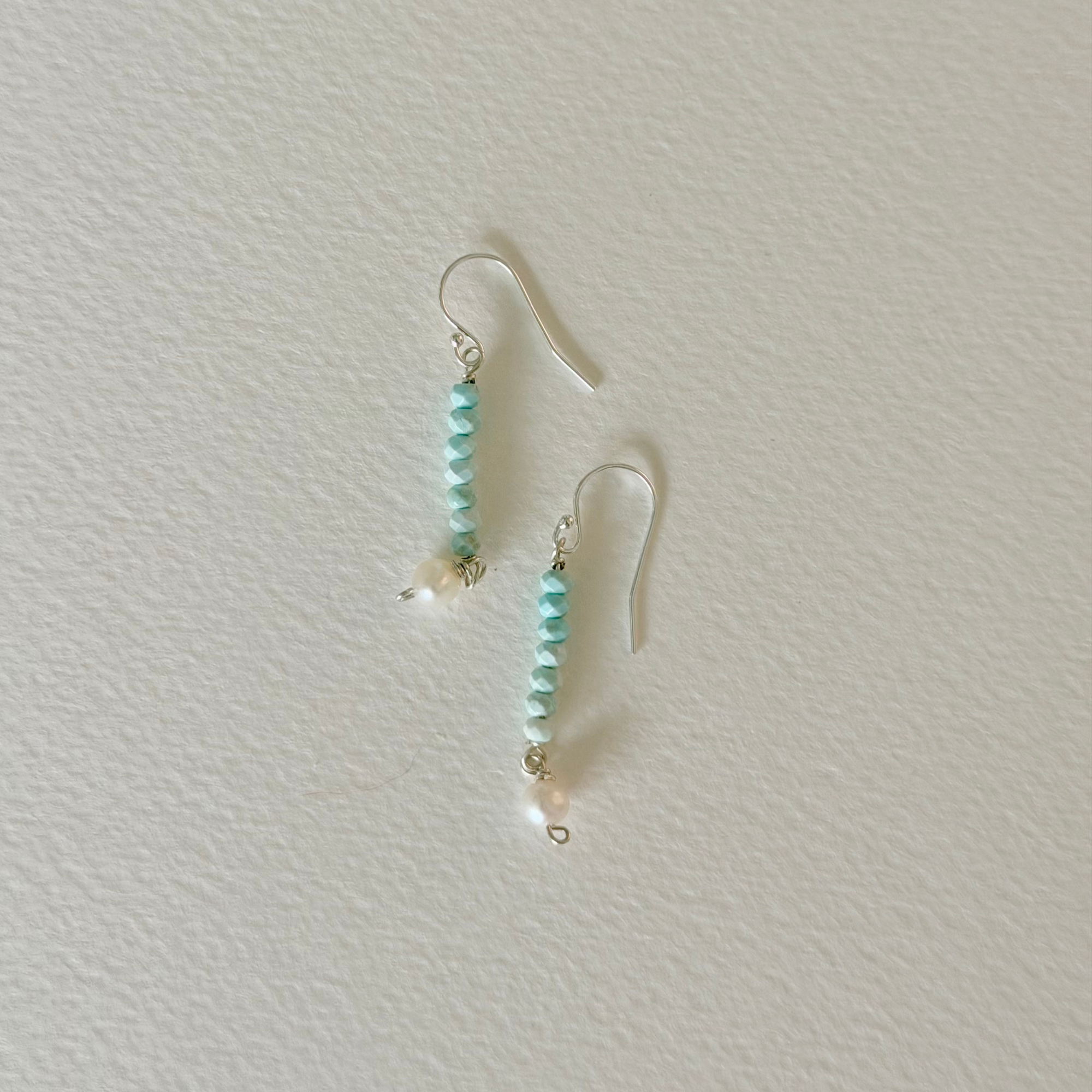 Seafoam Tide Turquoise & Pearl Earrings