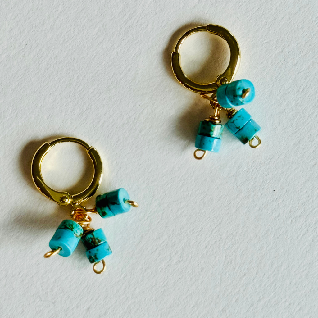 Turquoise Heishi Trio Huggie Earrings