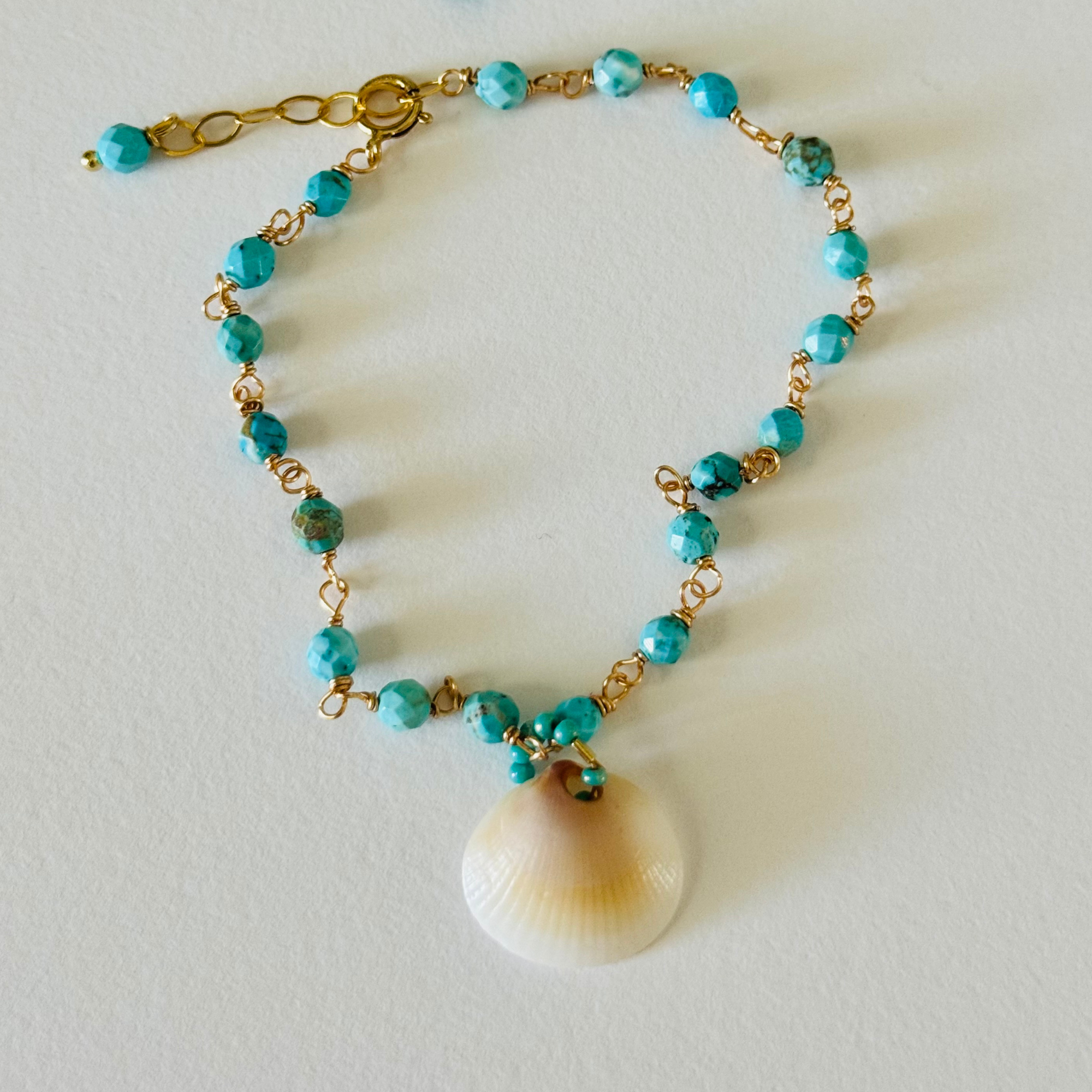 Turquoise Tide Seashell Bracelet