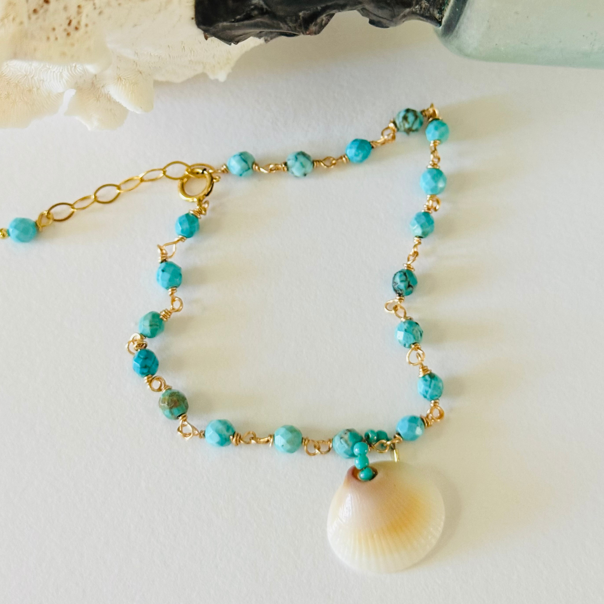 Turquoise Tide Seashell Bracelet