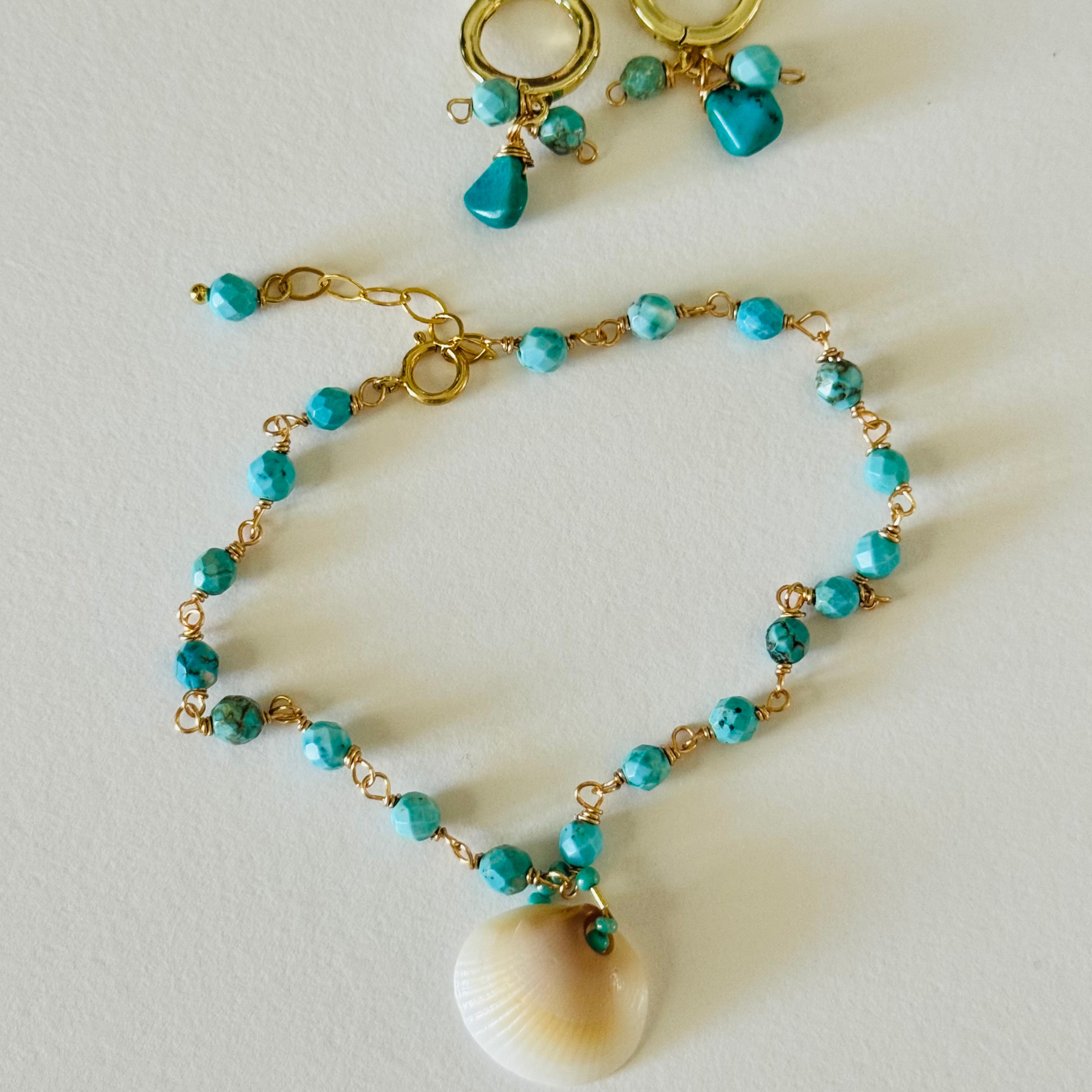 Turquoise Tide Seashell Bracelet
