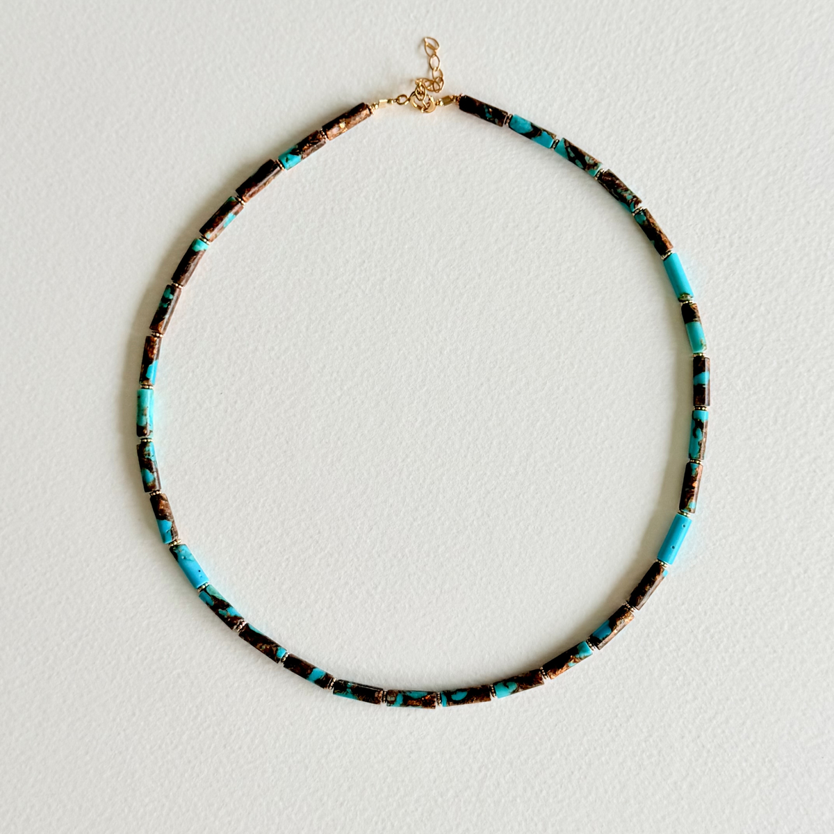 Turquoise & Bronzite Coastal Cowgirl Necklace | 14k Gold-Filled