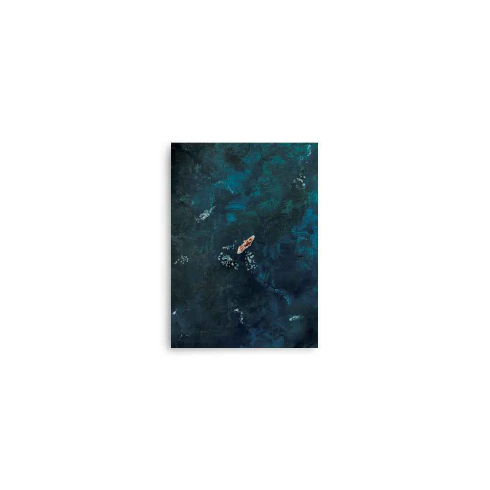 fine art print of a surfer in the deep moody sea