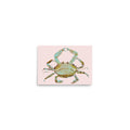 Whimsical blue crab on pale pink background art print
