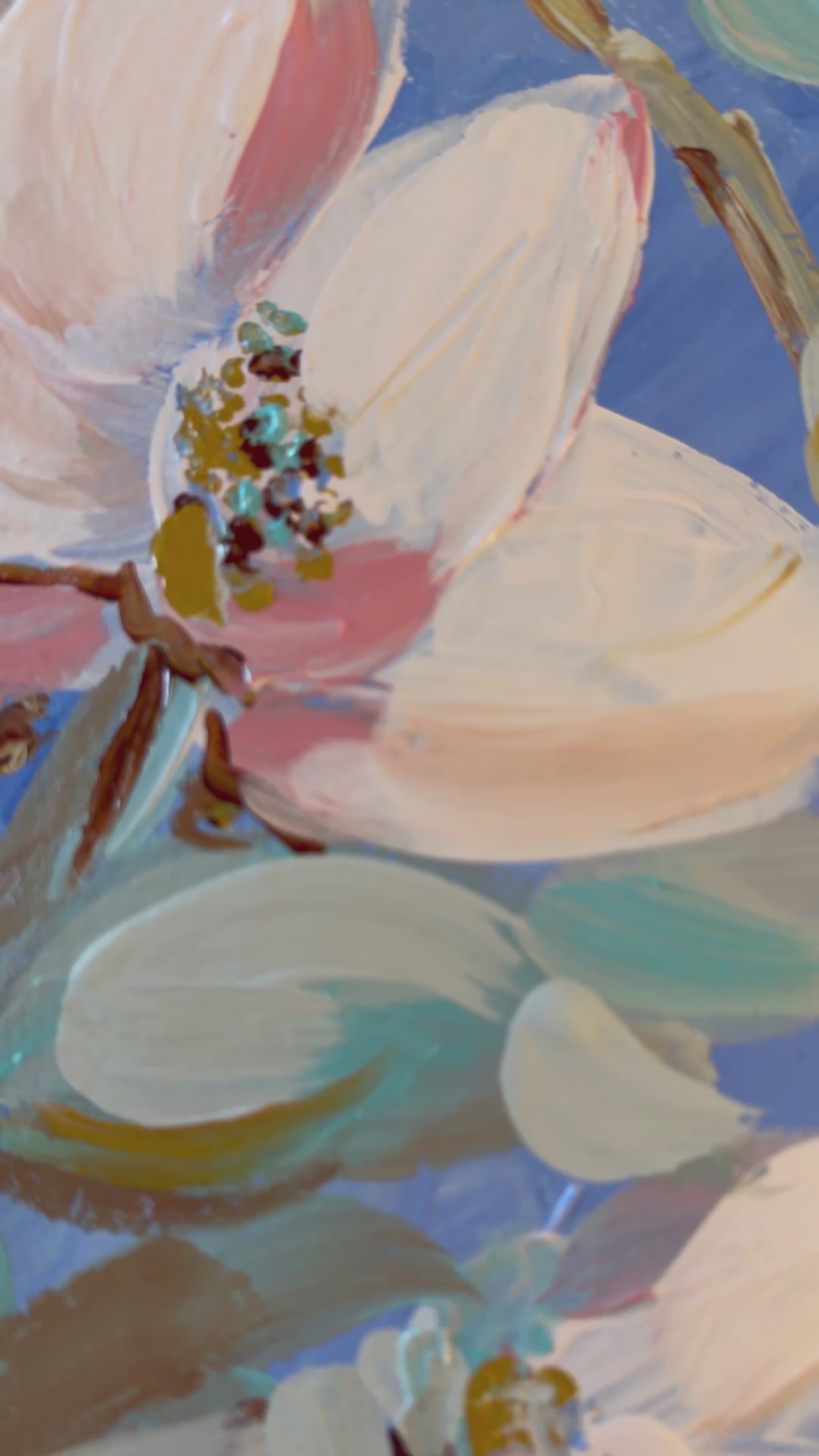 video of magnolia acrylic painting by Tracy Grogan