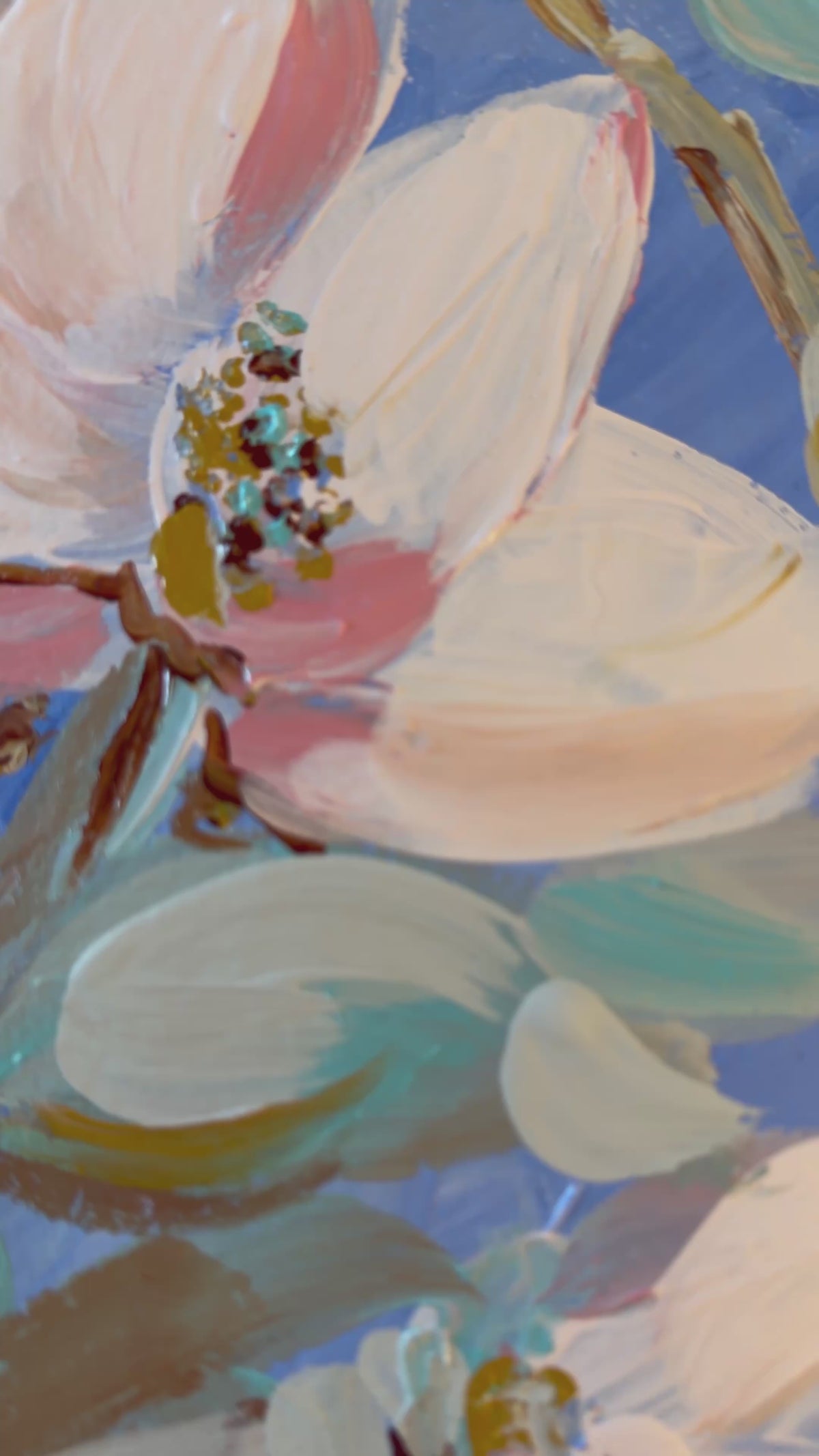 video of magnolia acrylic painting by Tracy Grogan