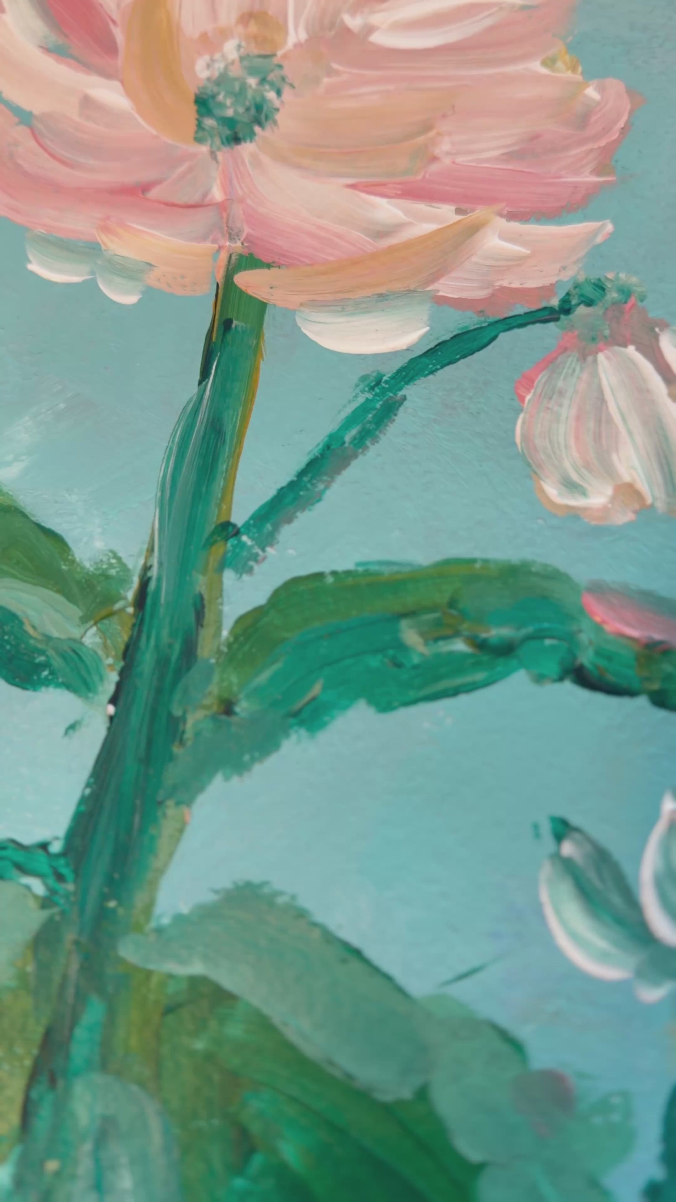 video of close up of floral acrylic painting